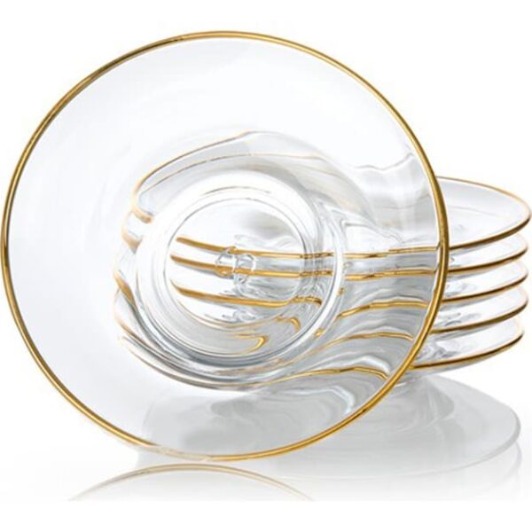 Pasabahce Gold Tea Plates 6 pcsx12